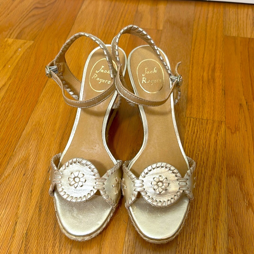 Jack Rogers Clare Rope Wedge, 8M Platinum